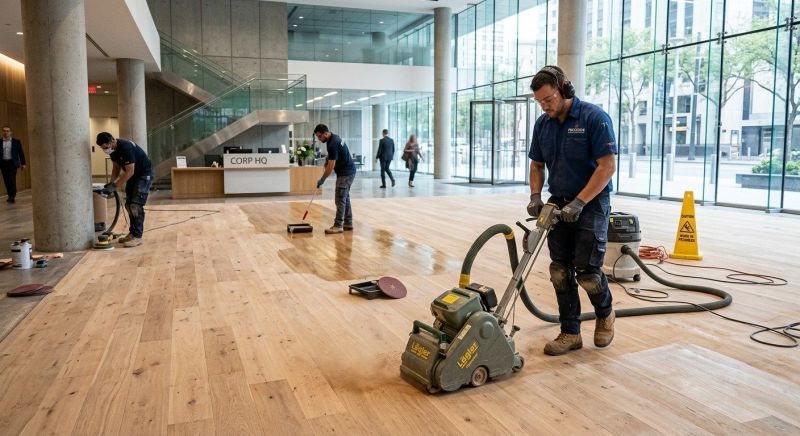 Our team working on Wood Floor Service projects in Paramus, NJ